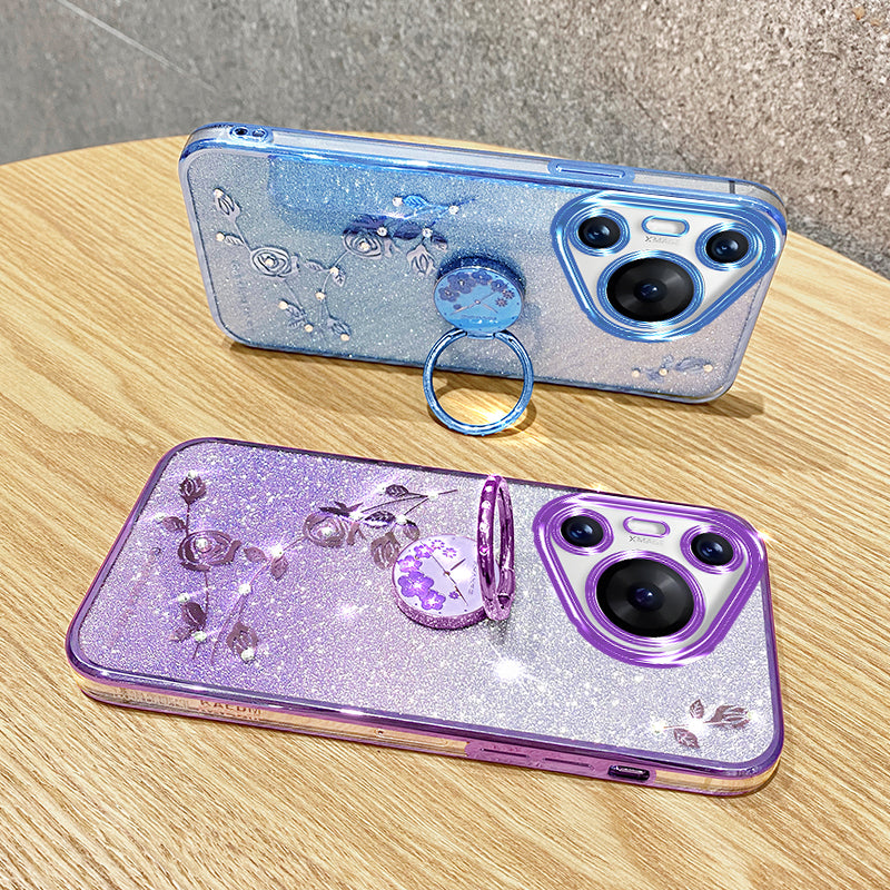 KADEM For Huawei Pura 70 Pro / Pura 70 Pro+ Kickstand Case Rhinestone Flower TPU Phone Shell KADEM For Huawei Pura 70 Pro / Pura 70 Pro+ Kickstand Case Rhinestone Flower TPU Phone Shell